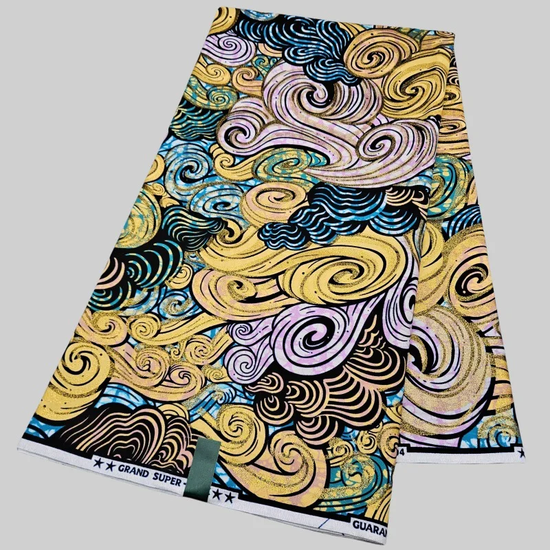 

4 цвета, 6 ярдов, длина, 46 дюймов, широкая хлопковая восковая ткань с абстрактным облачным принтом для классической одежды, диванной подушки, скатерти R3063