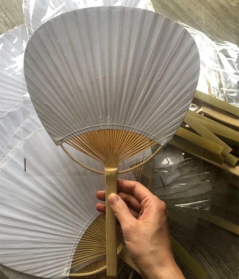 10/20/30/40/50pcs Pure white bamboo handle blank calligraphy painting blank group fan white fan summer