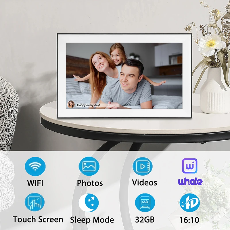 15,6-calowa cyfrowa ramka na zdjęcia 32 GB pamięci 1920x1080 IPS HD ekran dotykowy odtwarzanie wideoelektroniczna inteligentna cyfrowa ramka na