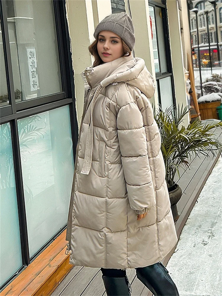 New Women\'s Padded Clothes Winter 2024 Loose And Long Fashionable Hooded Over-The-Knee Thickened Padded Clothing Warm Jacket