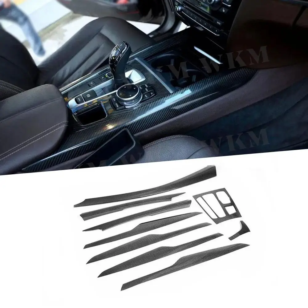 

Dry Carbon Fiber Interior Center Console Gear Shift Panel Trim Door Handle Frame Cover For BMW X5 F15 X6 F16 2015-2019