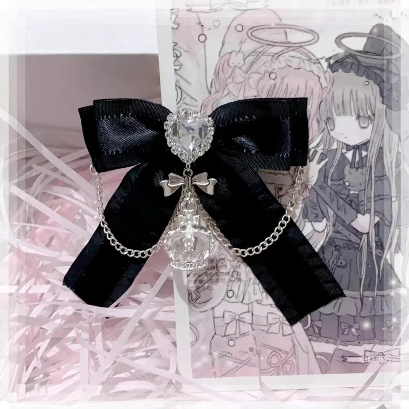 Japanische Kawaii Mädchen Mini Rand Clip Exquisite süße Kette Doppel Pferdeschwanz süße Mädchen Schmetterling Haarspange koreanische Haar-Accessoires