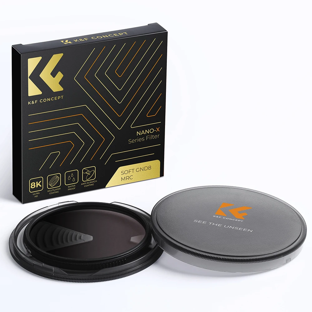 K&F Concept Nano-X HD GND8 ND8 Lens filter Optical Glass Soft Gradient with Coating 49mm 52mm 55mm 58mm 62mm 67mm 72mm 77mm 82mm