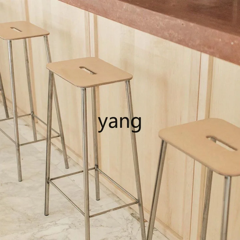 LMM  Modern Simple Leisure Bar Chair Nordic Home Bar Stool Solid Wood High Stool