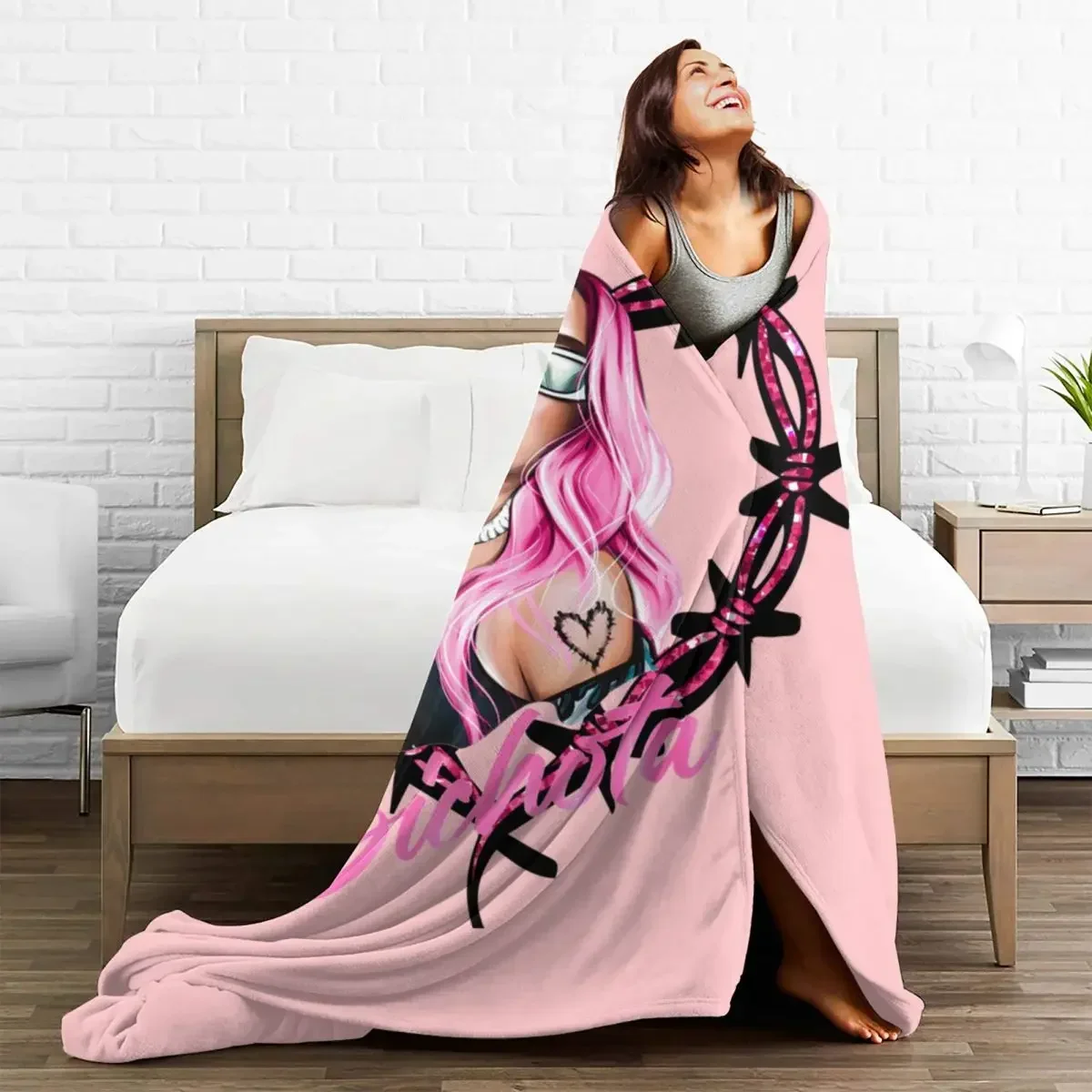 Karol G Singer Blanket Music Columbia Pink Travel Flannel Throw Blanket Warm Soft Outdoor Custom Bedspread Gift