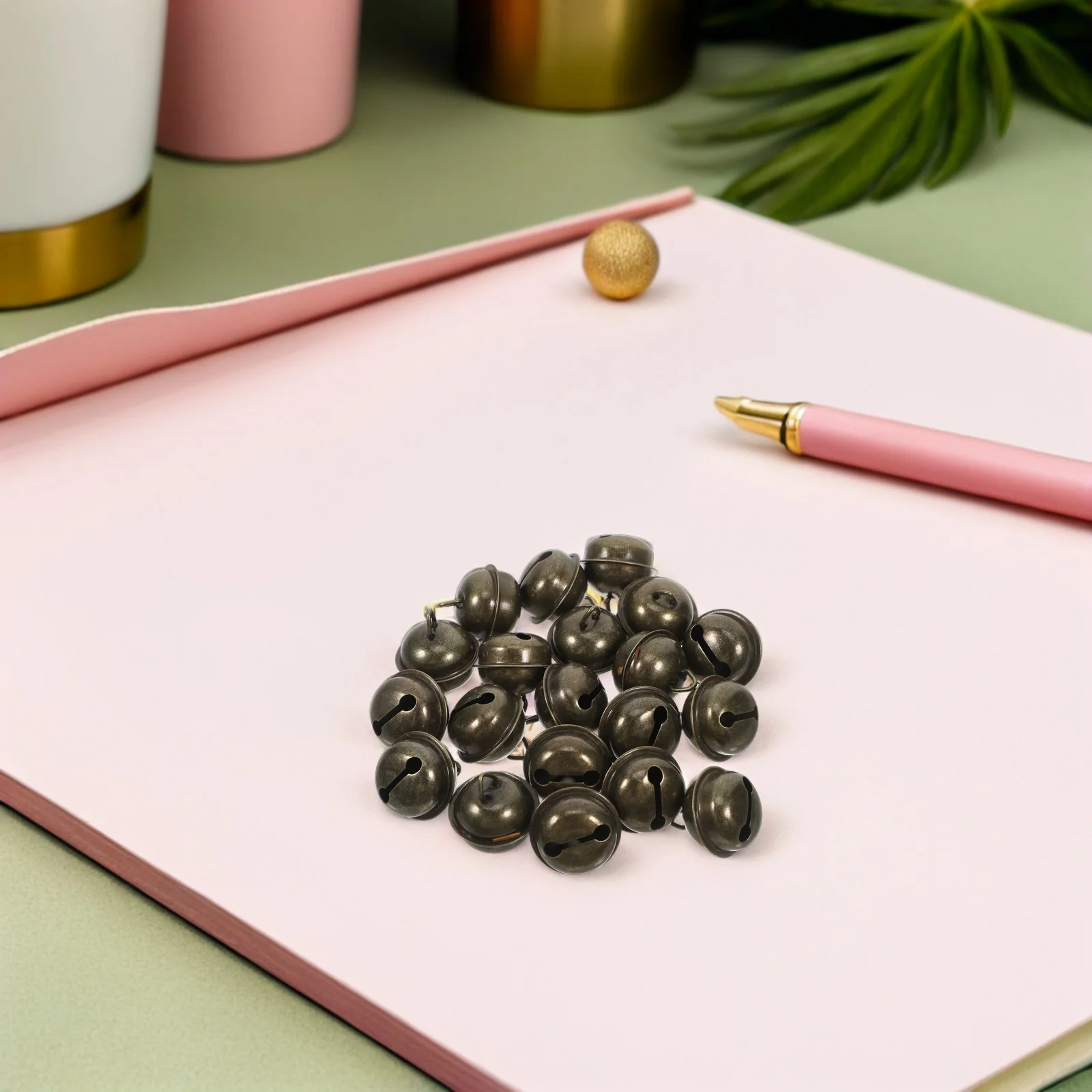 

50pcs Vintage Bronze 1" Handmade Craft Bells For Christmas Tree Wedding Decor Pet Training Diy Ornament Rustic Metal Hanging