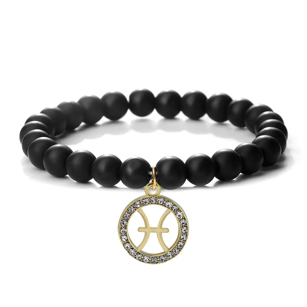 zodiac bracelet female Natural Stone 12 Zodiac Signs Bracelet Bracelet Men's Women's Capricorn Taurus Cancer Virgo Leo Libra Fri