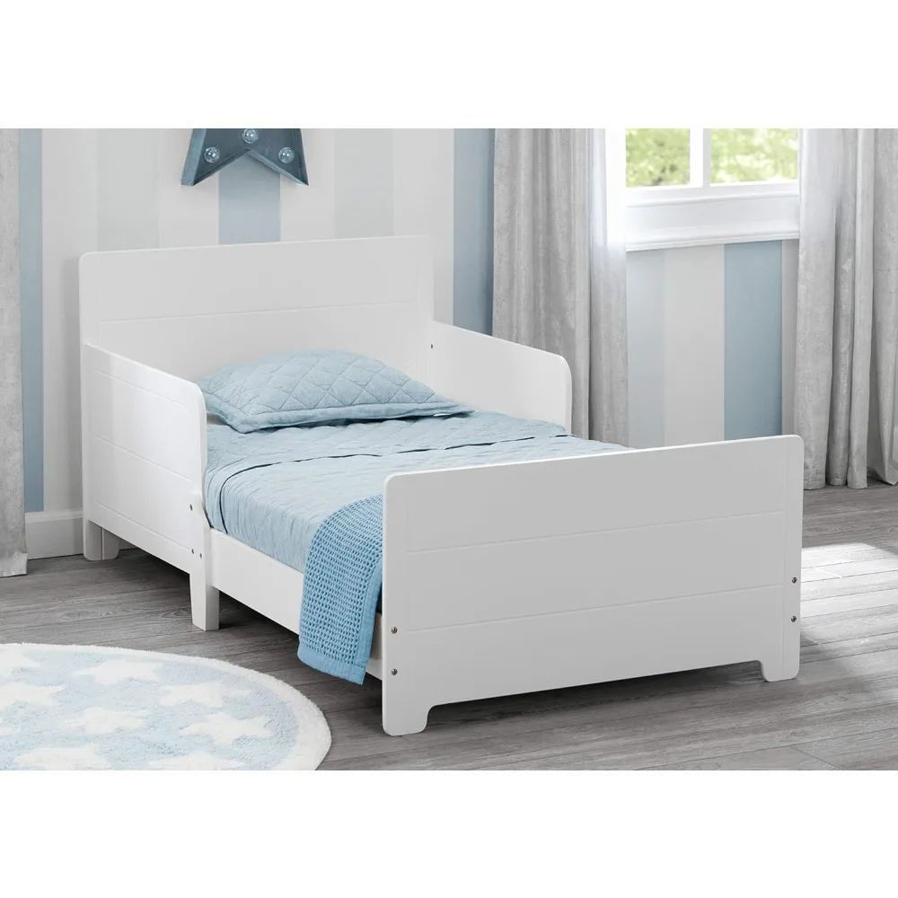 Toddler Bed with two attached guardrails, 55.75x30.25x23.5 Inch (Pack of 1) Children Beds