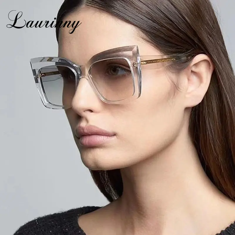 LAURINNY Fashion Vintage Cat Eye Sunglasses Woman Luxury Designer Brand Gradient Lens Retro Shades UV400 Colorful Oculos De Sol