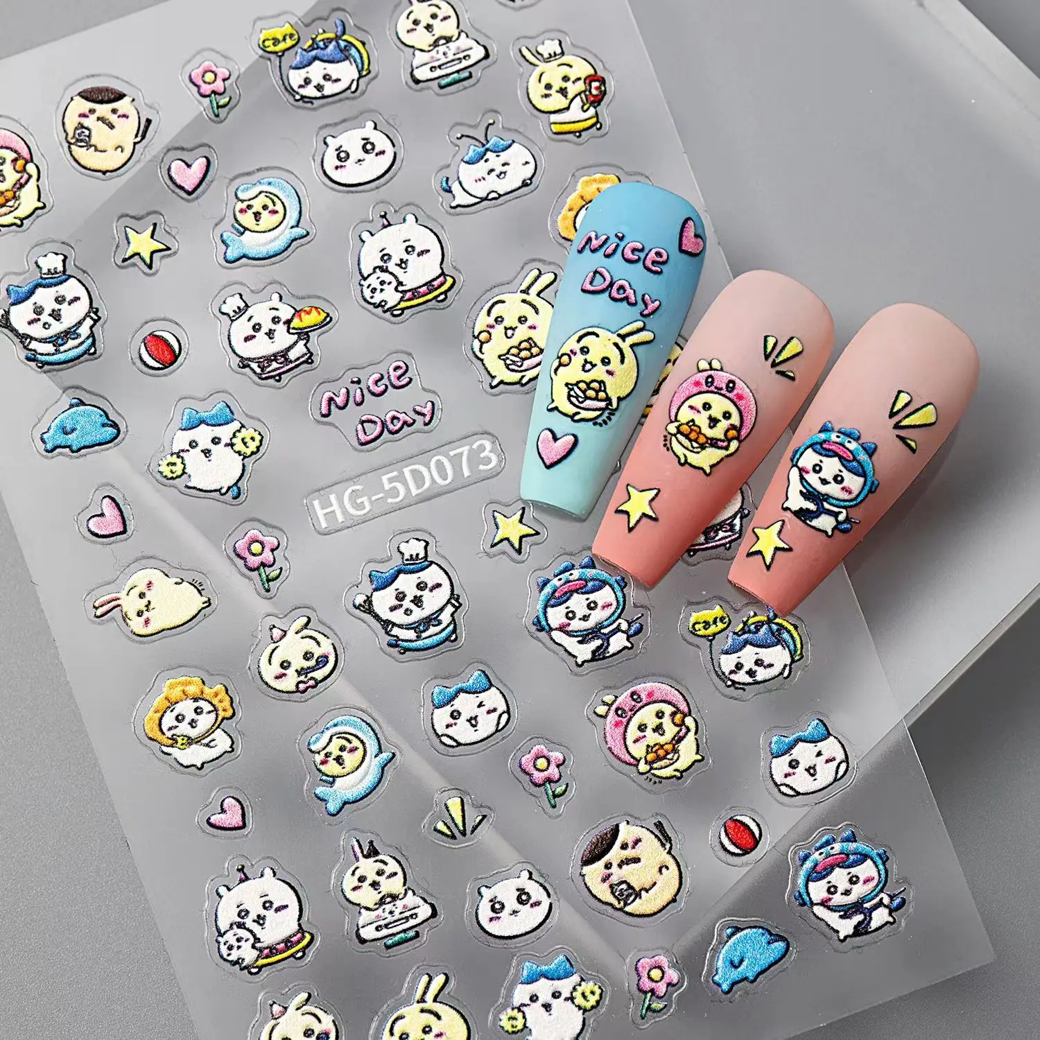 

New Cartoon Chikawas Nail Stickers Cartoon Cute ハチワレ Hachiware うさぎ USAG ちい./かわkawaii 3D Embossed Stickers Waterproof