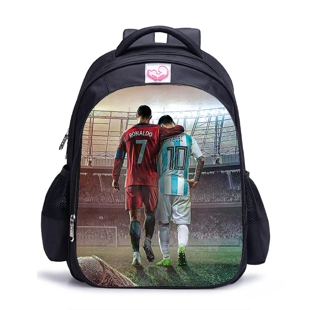 Mochila Messi Football Star Print para crianças, Software Bolsas escolares primárias para meninas e meninos, Bookbag