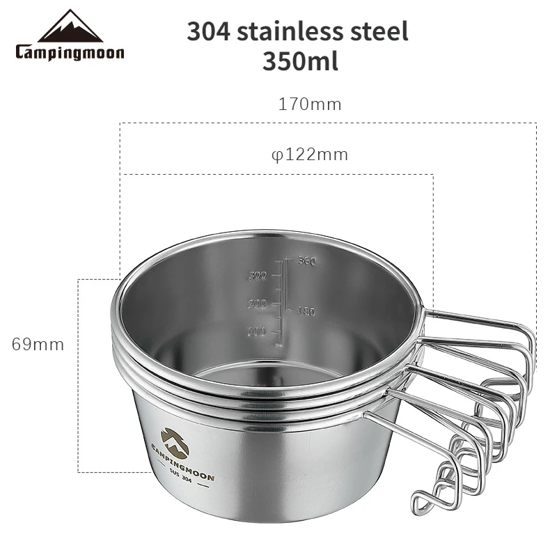 CAMPINGMOON 2pcs/4pcs 304 Stainless Steel Sierra Cup Outdoor Tableware for Camping and Picnic with Storage Bag