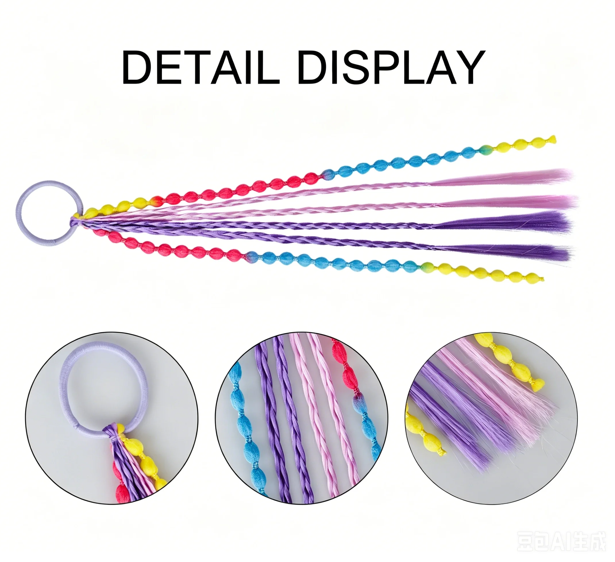 1 PCS Lovely Girls Braided Wig Ponytail Headband Rubber Hair Bands Kids Hair Accessories Hair Ornament - view 5