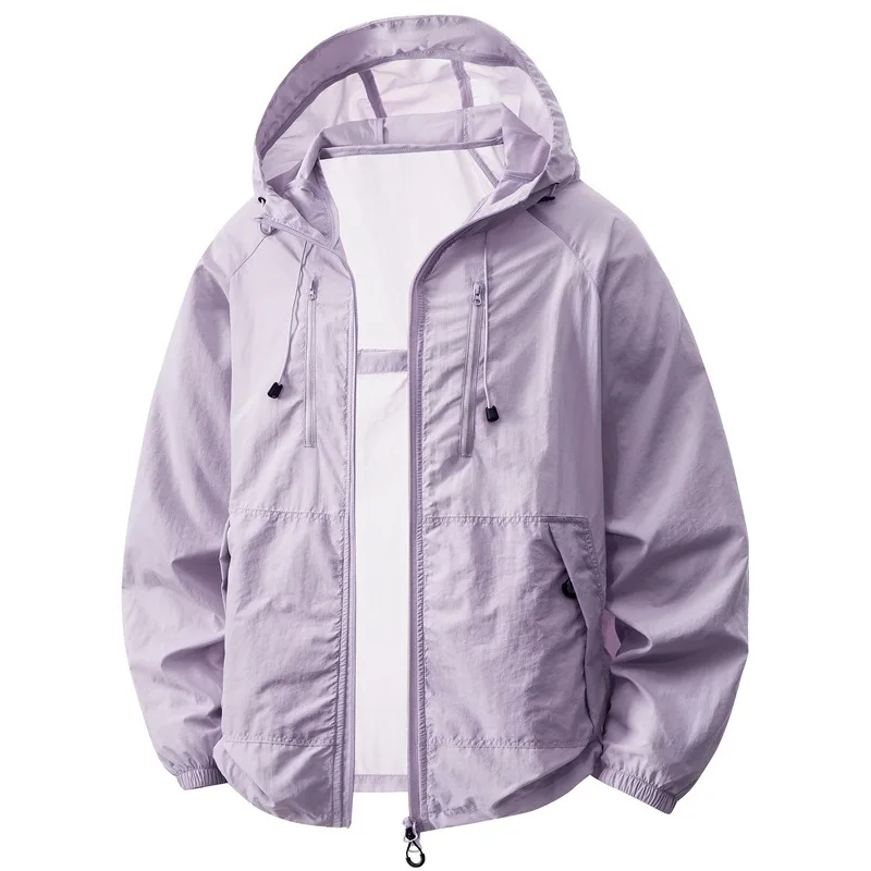 

New Fashion Couple's Trendy Ultra-thin Hooded Sunscreen Jackets Skin Coats Men Summer Outwear Casual Breathable Windbreaker 4XL