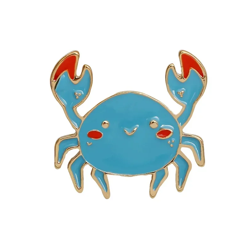 Marine Organism Pins Sea Turtle Crab Shark Badges Aquatic Plant Enamel Brooches Lapel Backpack Bag Accessory Wholesale