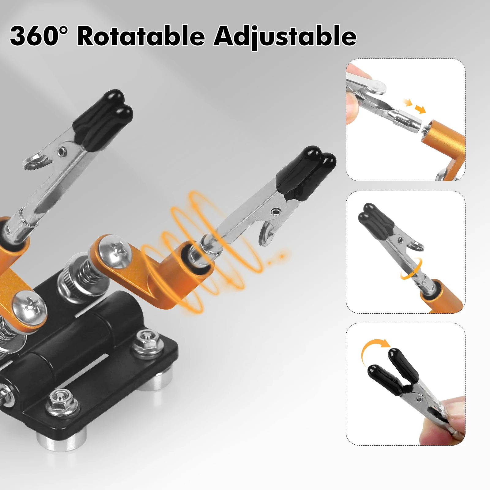 Toolour verstellbare Helfende Hand mit Magnetfuß, dritte Hand, Löthilfe, Lötdraht, Ständer mit Krokodilklemmen