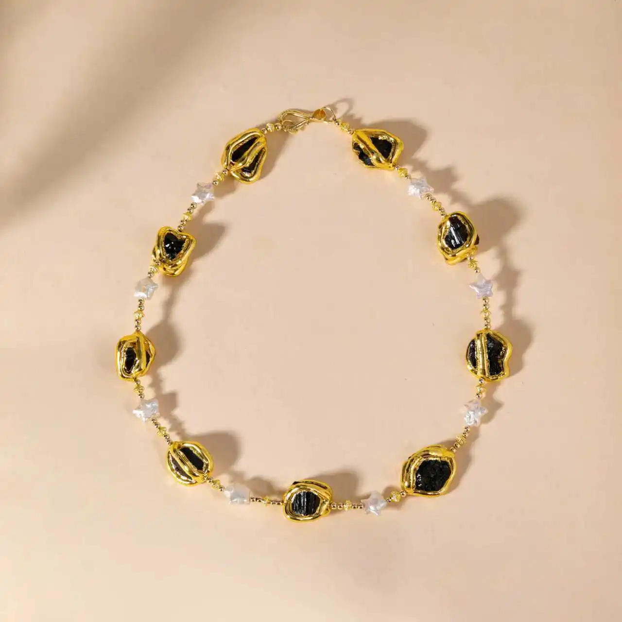 

Design Sense Natural Star Pearl and Tourmaline Gemstone Beaded Necklace Jewelry for Women's Unisex Party