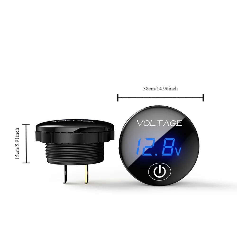 العالمي 5 فولت-48 فولت سيارة الفولتميتر لوحة LED مستديرة الرقمية السيارات الجهد متر اللمس التبديل قدرة البطارية عرض متر