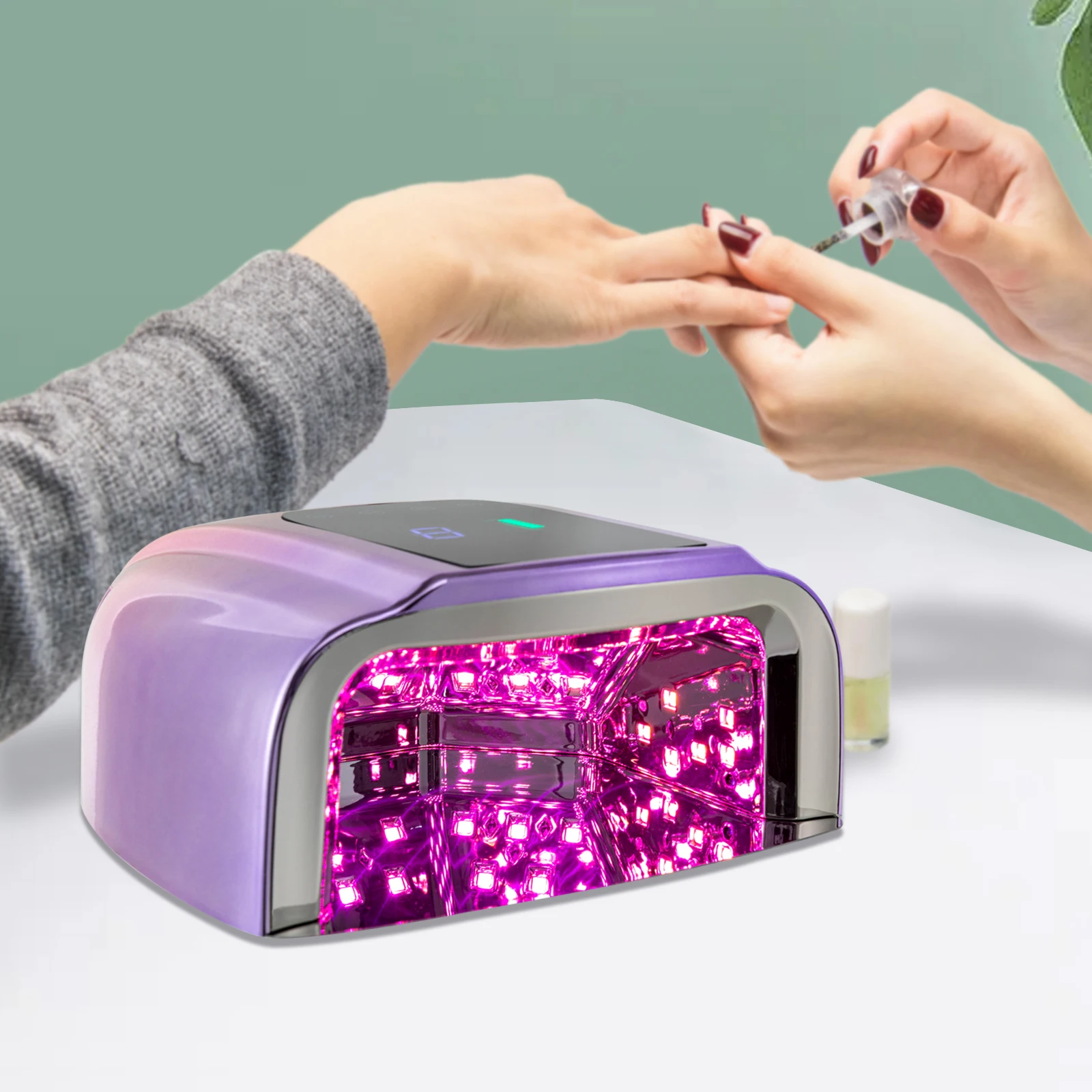 Nail Dryers with Dual Light Source (UV/LED), 15600mAh Battery, Intelligent Sensor, 4 Timer Settings (10s, 30s, 60s, 90s), Hand