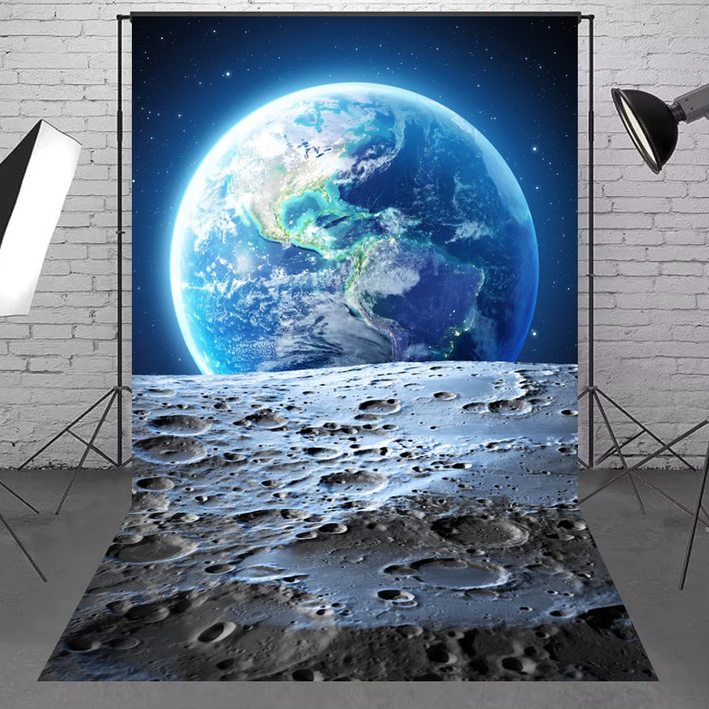 Astronaut Moon Space Photography Backdrop for Baby Children Portrait Birthday Party Photo Background Photoshoot Photozone Props