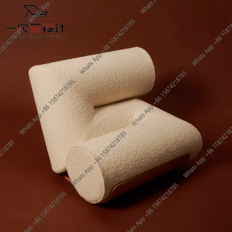 Jo Medieval Solid Wood Curved Leisure Chair Small Apartment Home Designer Digital Teddy Velvet Sofa Model Room Minimalist