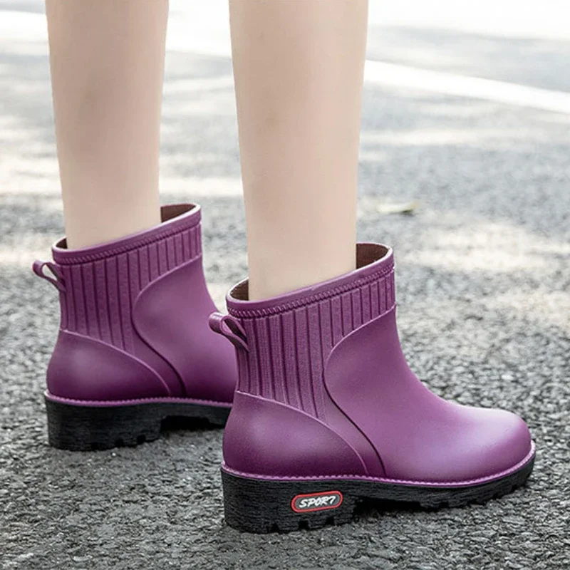 Botas impermeables de goma antideslizantes para Mujer, de corte bajo botas de lluvia, cómodas, informales, resistentes al desgaste, nuevas