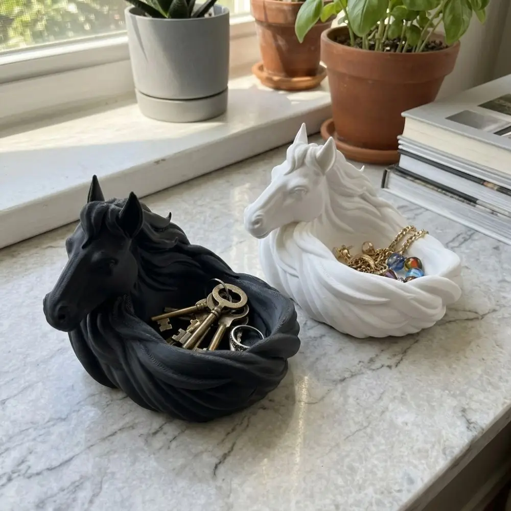 3D Printing Horse Storage Bowl Animal Shaped Wear-resistant Horse Head Catchall Bowl Decorative Plastic Ring Display Plate
