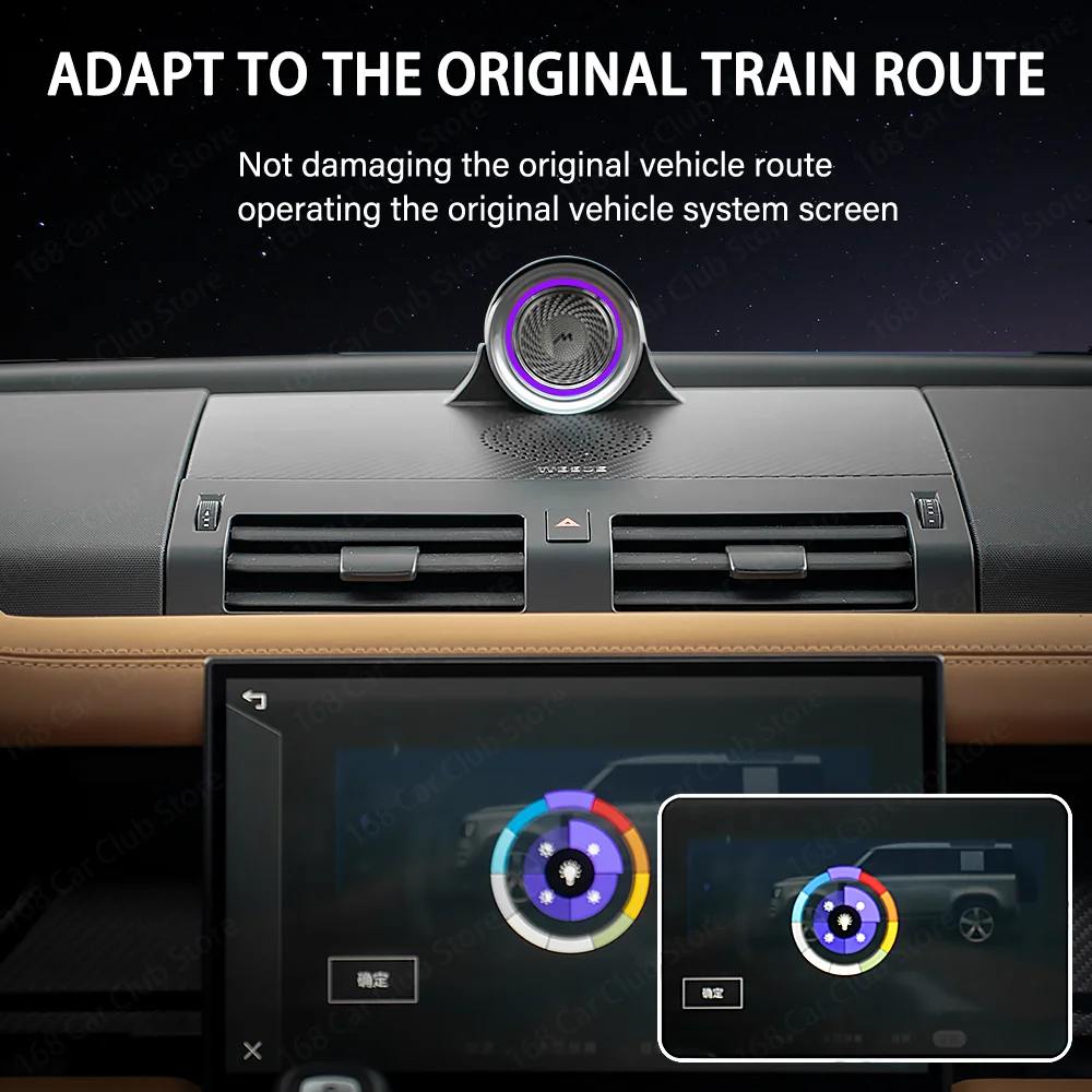 LED 10 Colors Ambient Light Central Control Dashboard Dry Carbon Fiber Center Speaker For Land Rover Defender 2020-2026 Car