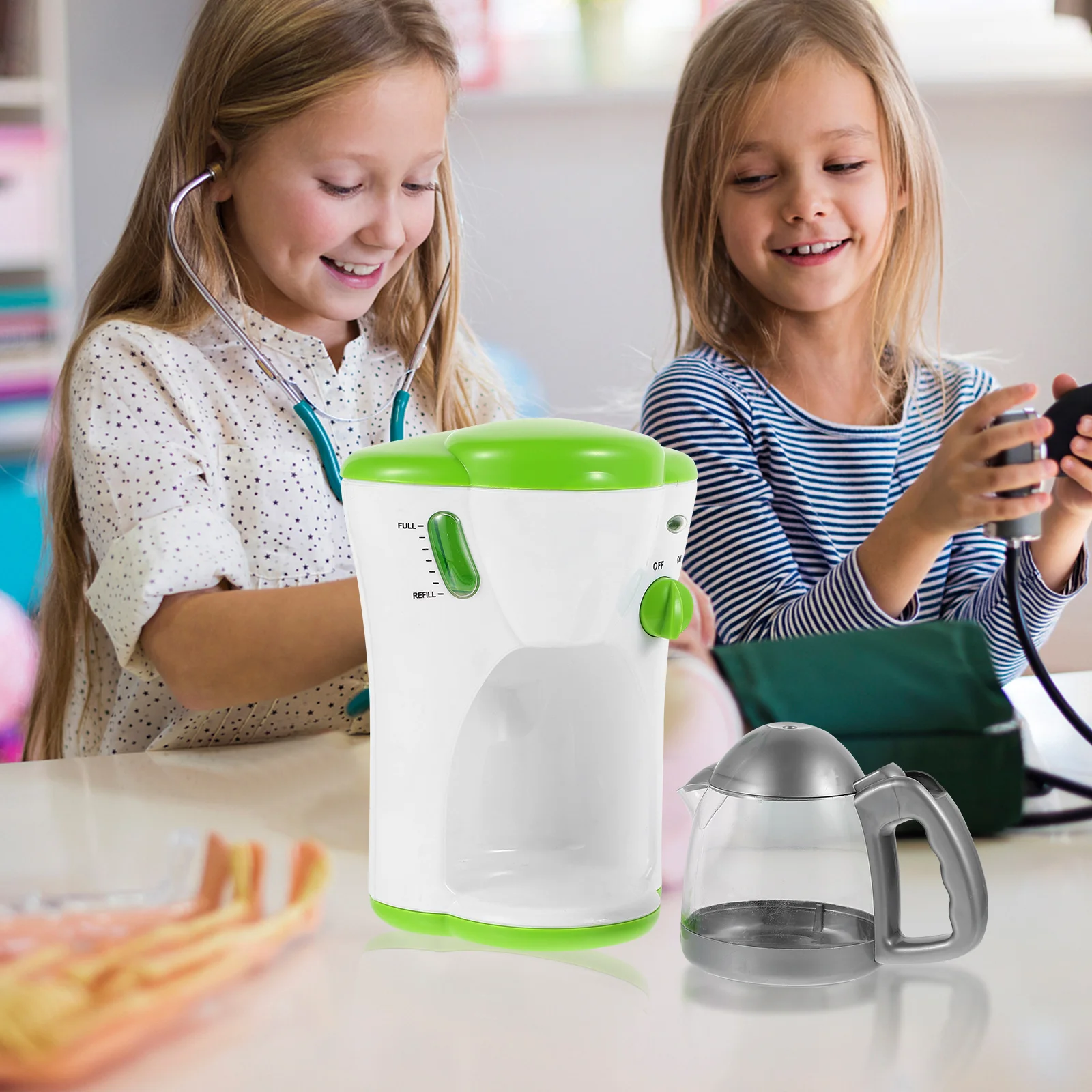 子供用コーヒーメーカー遊び道具、しっかりとした質感、明るい外観、創造的なデザイン、子供のための楽しいギフト、ミニチュアコーヒーメーカーおもちゃ