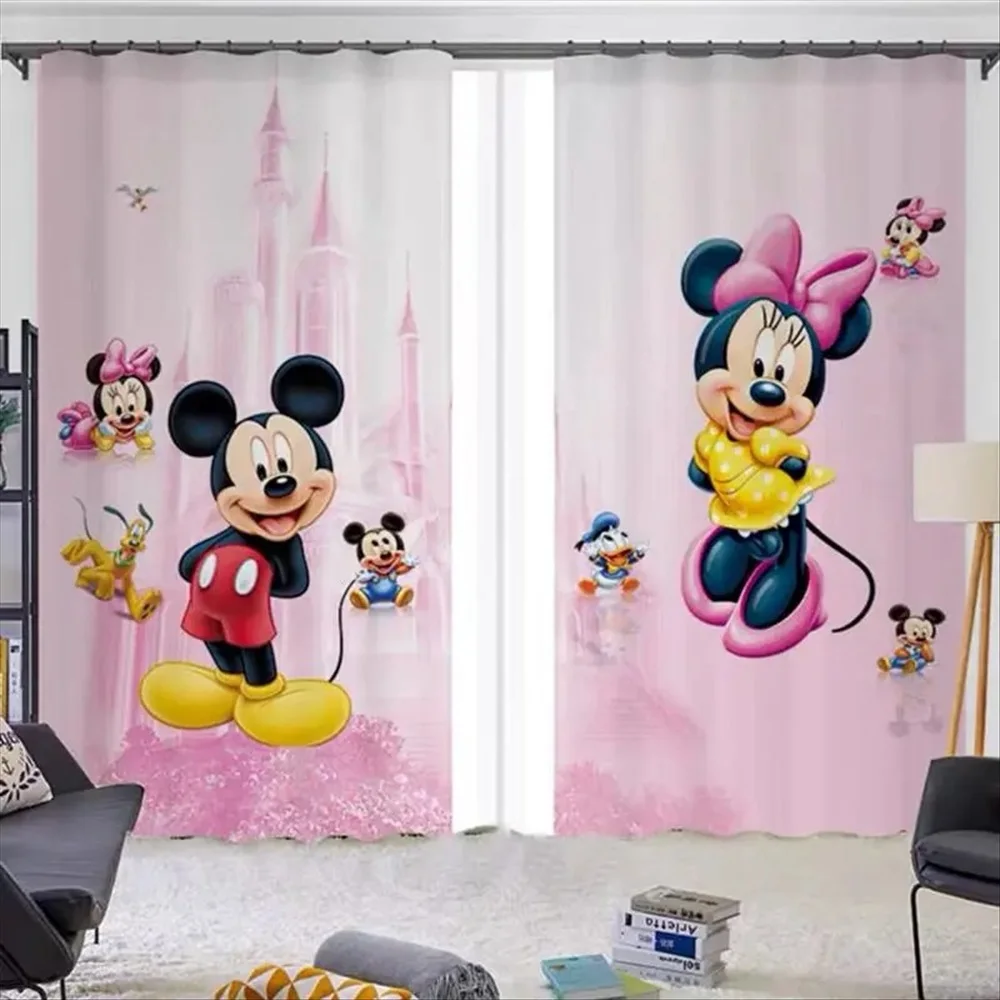 Mickey Minnie Mouse tende per finestre rosa stampa 3D tende oscuranti soggiorno camera da letto regalo per bambini 160x184cm