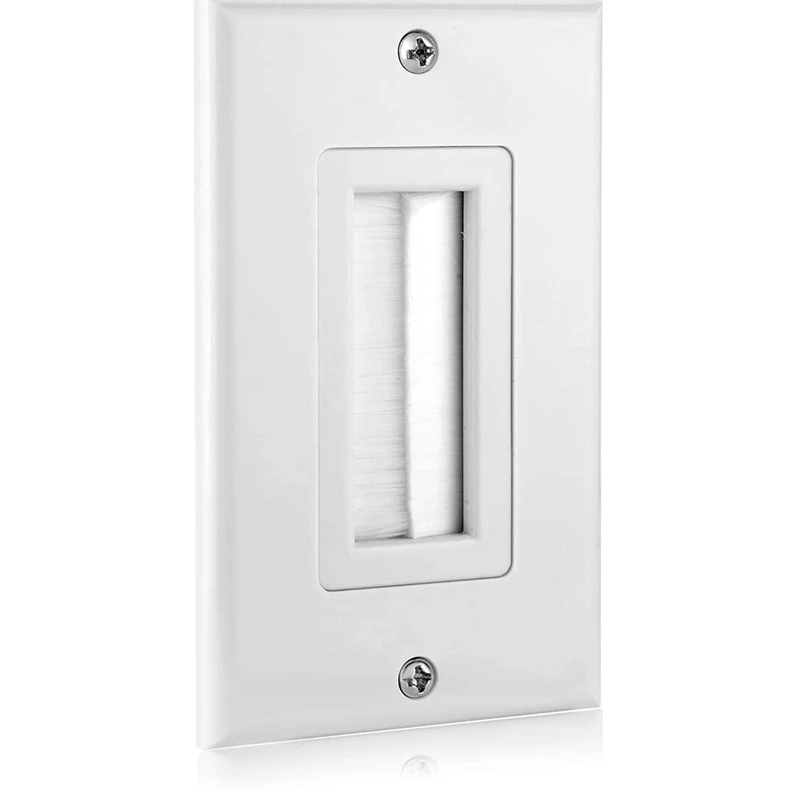 5 Pack Brush Wall Plate 1-Gang Wall Plate, Brush Style Opening Pass Through Low Voltage Cable Plate In-Wall Installation