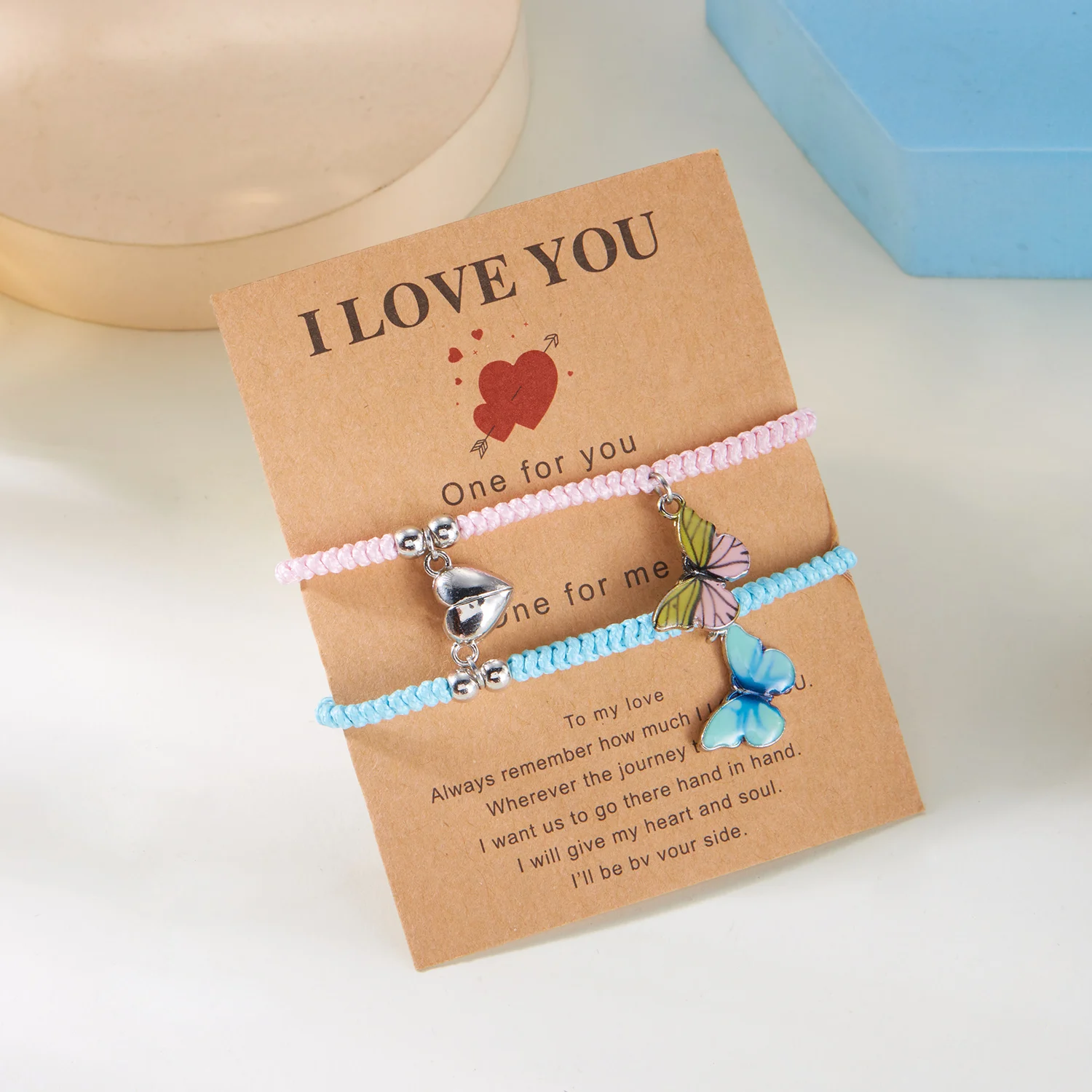 2 Teile/satz Schmetterling Paare Anhänger Leuchtendes Armband für Frauen Männer Minimalistisches Seil Geflecht Armband Freundschaft Schmuck Geschenke – Detail 19