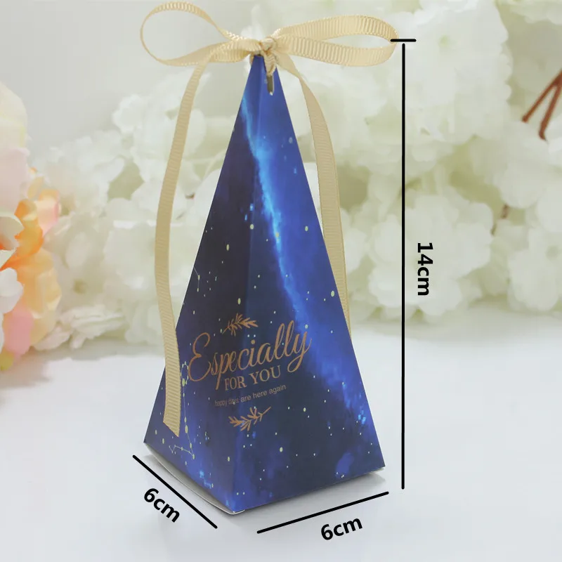 25/50Pcs Cone Shaped Candy Box Cookie DIY Wedding Favor Gift Boxes Packaging Bag With Ribbon Baby Shower Birthday Party Supplies