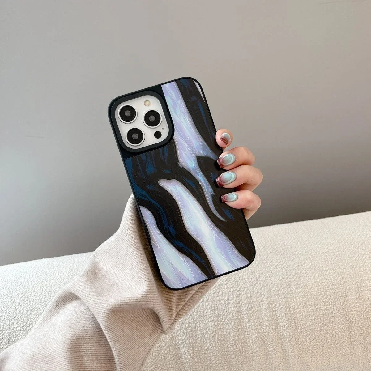 Funda de teléfono con espejo de mar, carcasa con pintura al óleo creativa para IPhone 11, 12, 13, 14, 15, 16 Pro Max, 15, 16 Pro Max