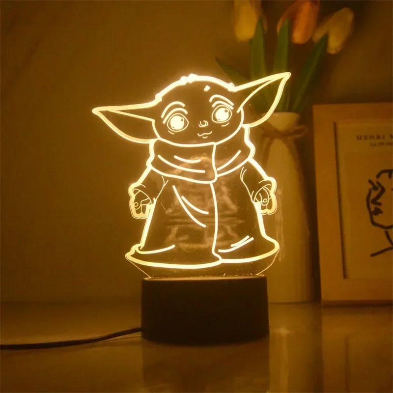 Anime Star Wars 3d Night Light LED Cute Baby Yoda Action Figures Model Table Lamp Cool Toys Children Bedroom Lamp Decoration