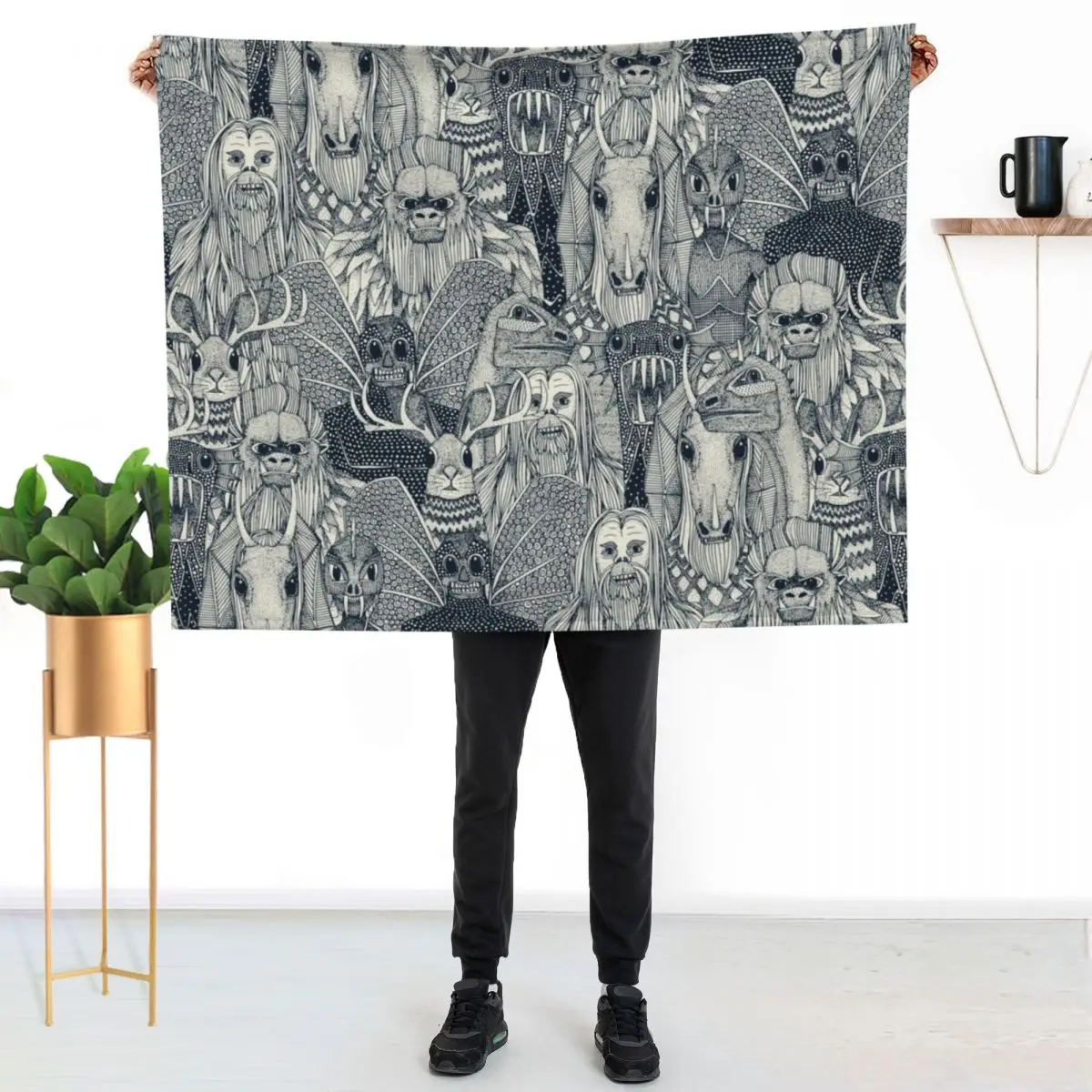 cryptid crowd indigo pearl Throw Blanket Hairys Luxury Thicken Furry Flannels For Sofa Thin for winter Blankets