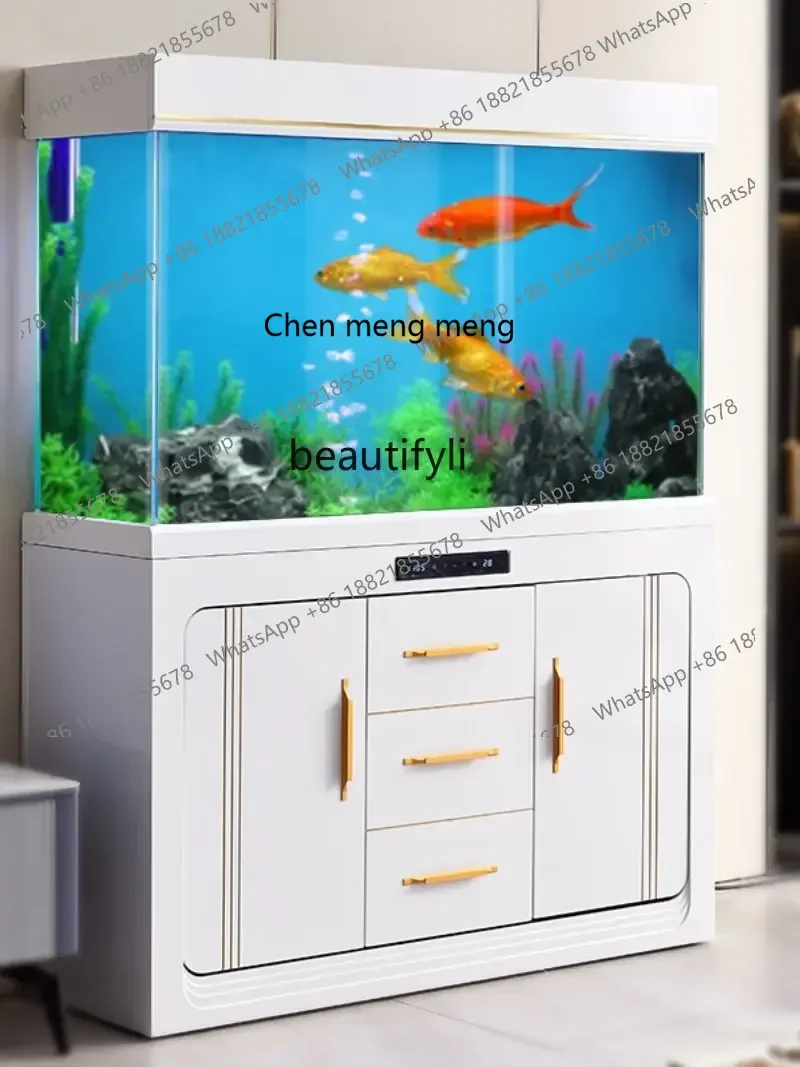cc1820Square Dragon Fish Tank Super White Glass Bottom Filter Change Water Ecological Landscape Aquarium Living Room