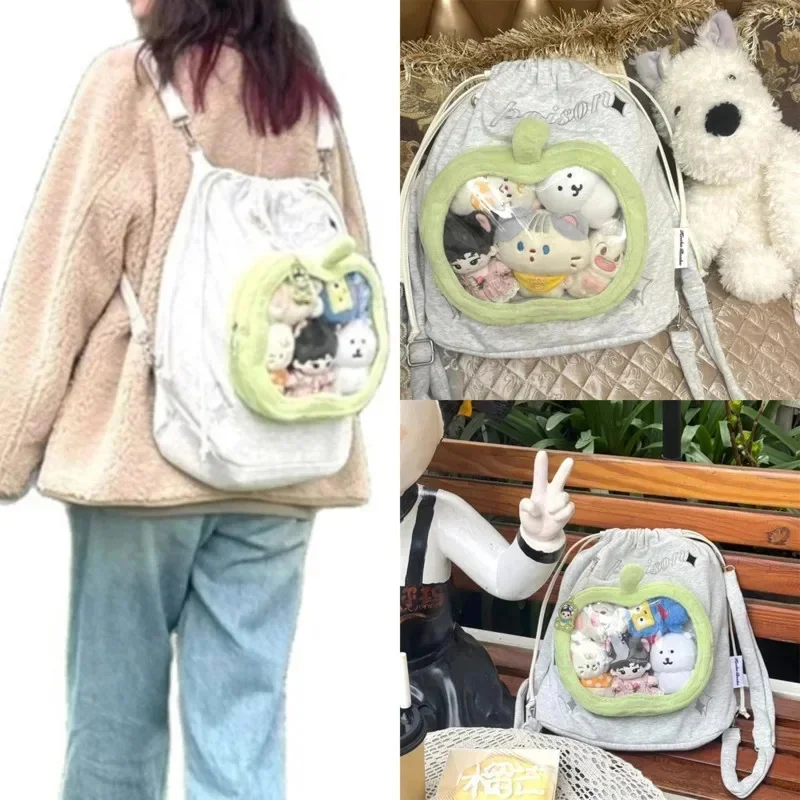 Harajuku Green Apple Backpacks Itabag Back To School Korean Student Zipper High Capacity No Pendant Unisex Itabag Backpacks New