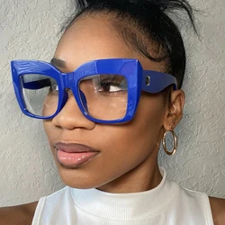 Oversized Square Women's Glasses Frames Fashion Blue Anti Blue Light Eyeglasses Optical Lenses Female Luxury Brand Big Eyewear