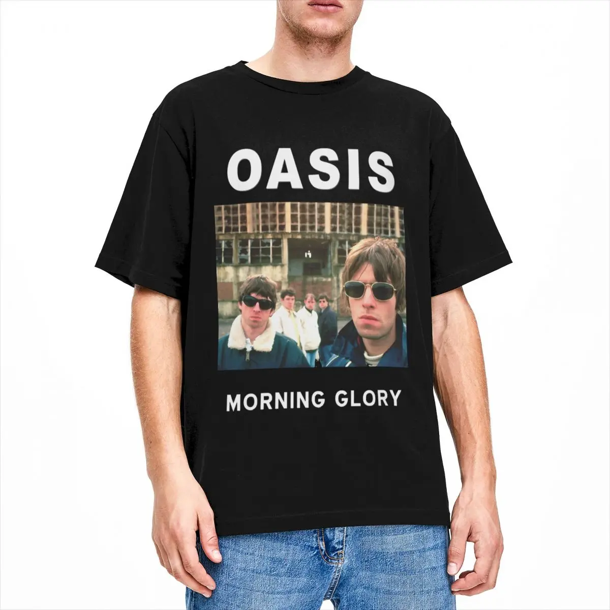 O-Oasis Rock Band T Shirts Men's 100% Cotton Funny T-Shirts Crew Neck British Music Albums Tees Short Sleeve Tops Plus Size