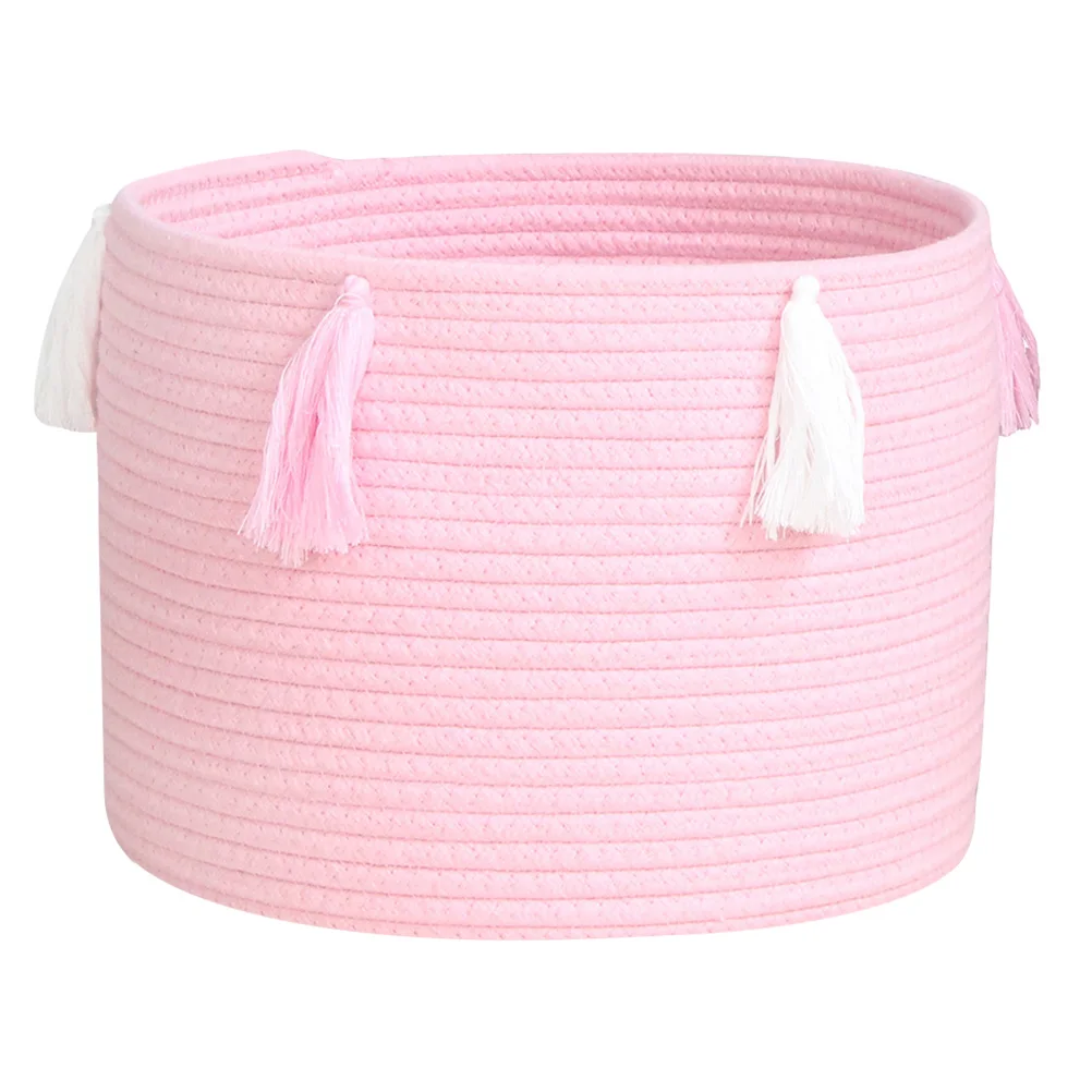 

Cotton Rope Basket Weaved Container Space Saving Home Organization Toy Book Glass Space Saving Storage Holder