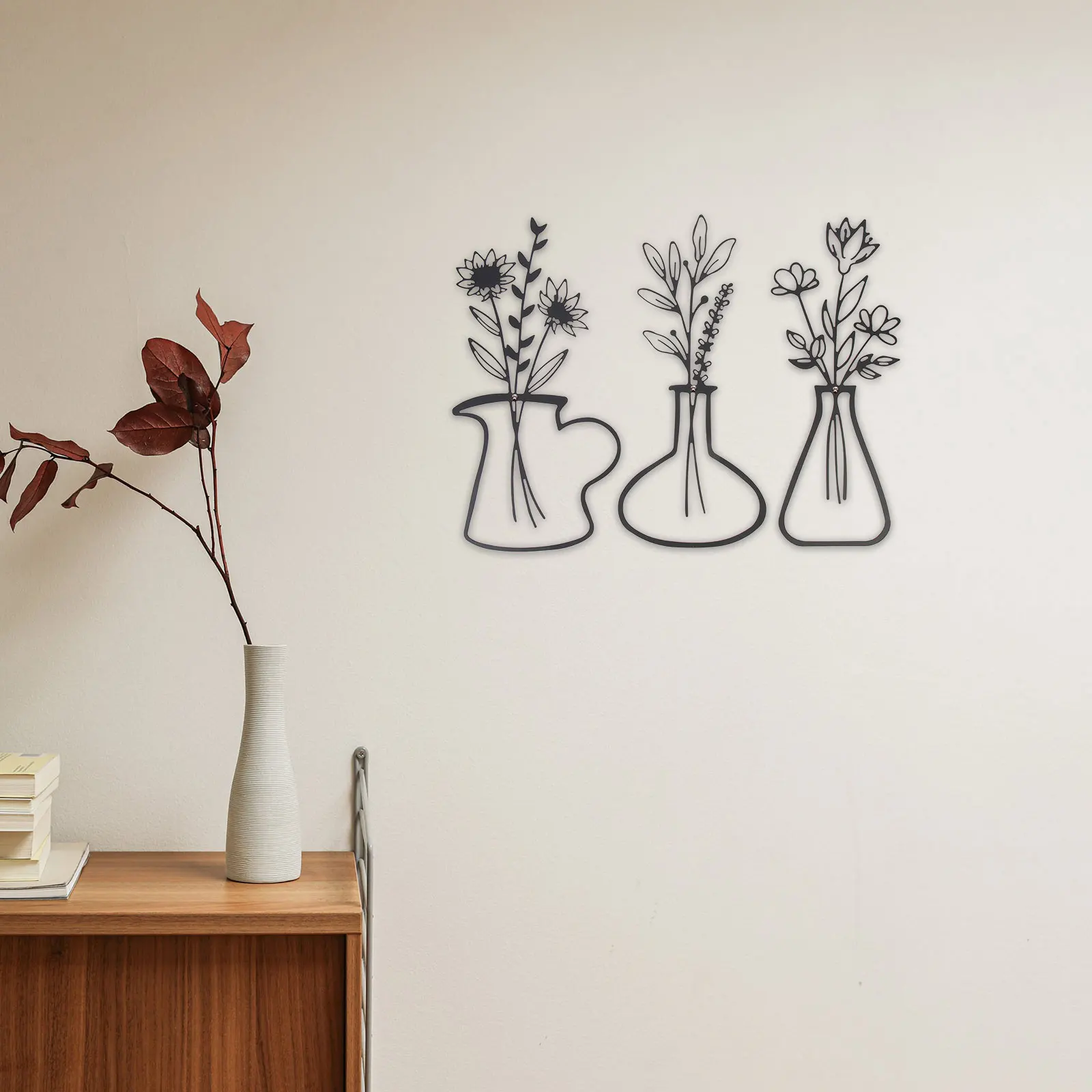 

Metal Vase Wall Decor Iron Hanging Ornaments Indoor Outdoor Pendant Crafts Flower Vase Home Decoration