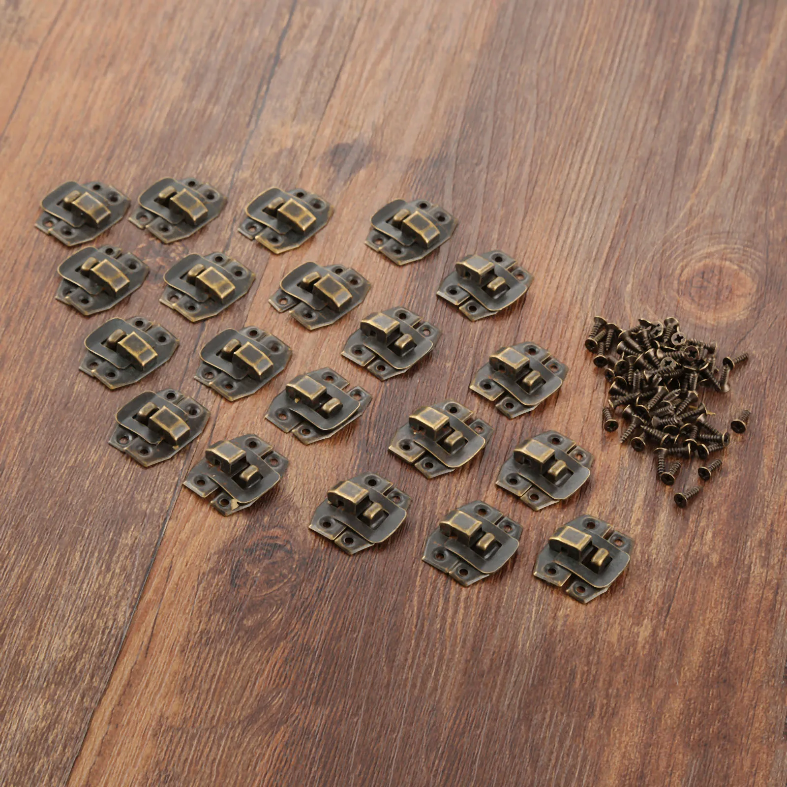 DRELD-cerrojo de bronce antiguo para caja de joyería, Pestillos de captura para maleta, hebilla de Clip, herrajes para muebles, 24x19mm, 20 piezas