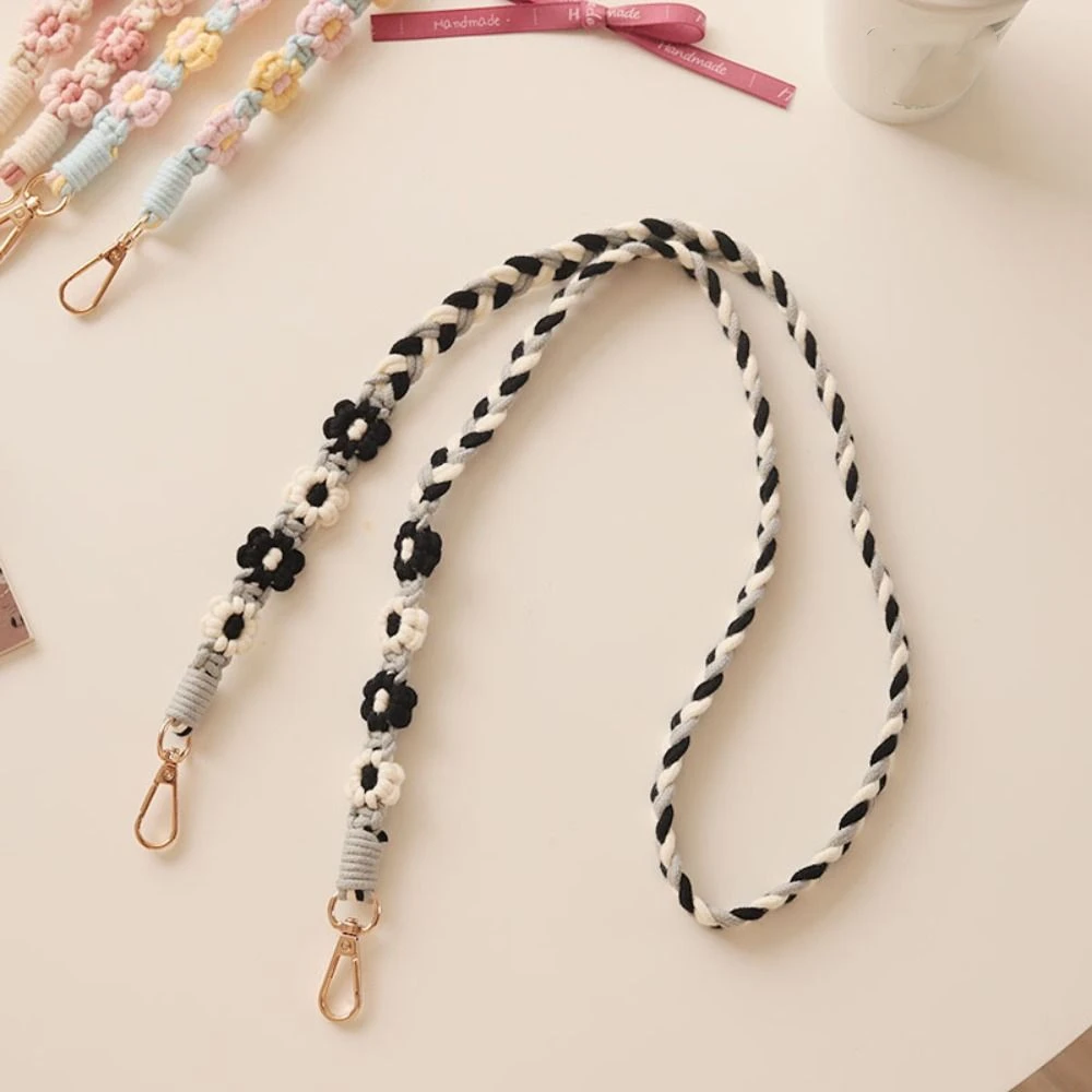

Versatile Handmade Flower Woven Chain Lanyard Anti-Lost Woven Daisy Flower Hanging Chain Knitted Pendant Bag Braided Rope Daily
