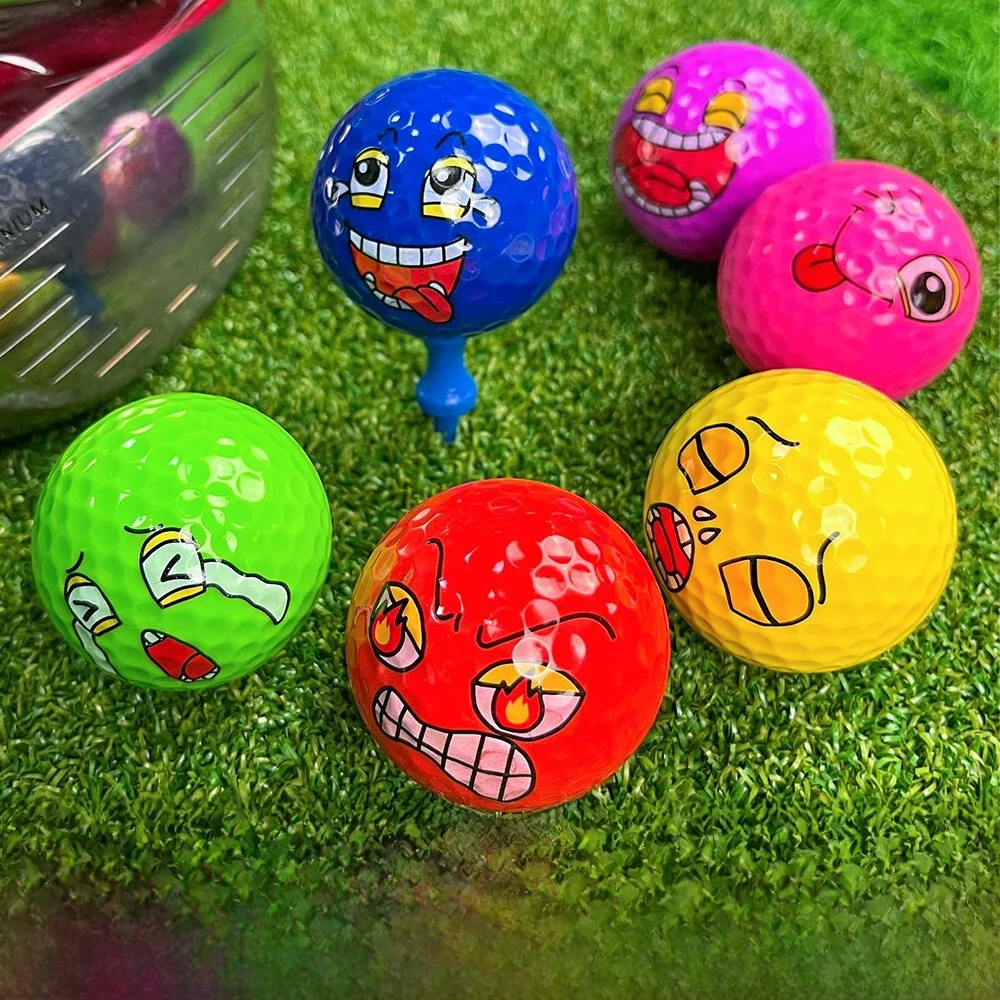crestgolf-クリエイティブゴルフボール-二層構造-高弾性-練習用ボール-かわいい感情表現ボール-面白いギフトボール-ゴルフファン向け