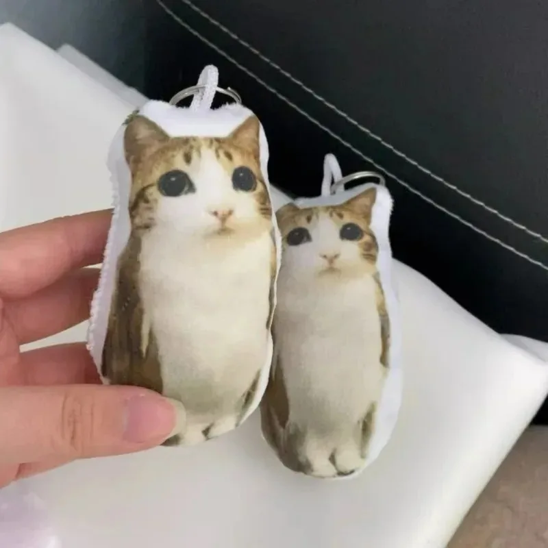 1/10Pcs Funny Cat Voice Keychain Squeeze Sound Bag Pendant Charm Gift Cute Meowl Fidget Hangings Soft Stuffed Animal Key Ring