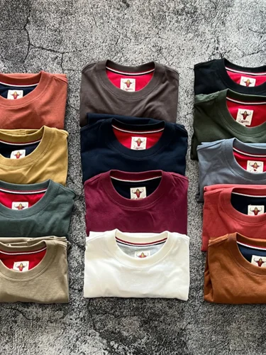 NOVEDAD DE VERANO 2026, camiseta básica Retro americana de 220g de manga corta con cuello redondo, Tops de tela de felpa informales lavados de algodón 100% a la moda para hombre