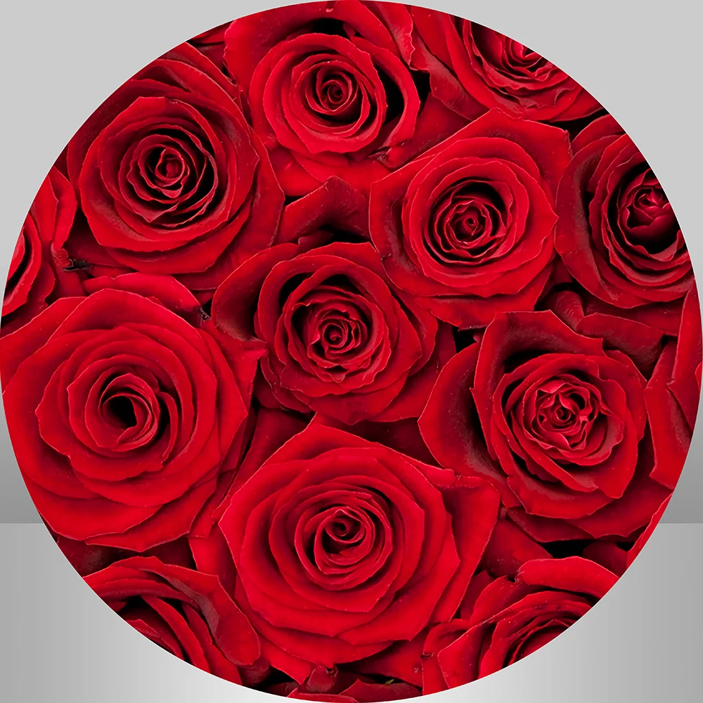 Fondo redondo circular para fiesta de boda, despedida de soltera, cubierta personalizada, rosa roja, fondo de fotografía para decoración de cumpleaños