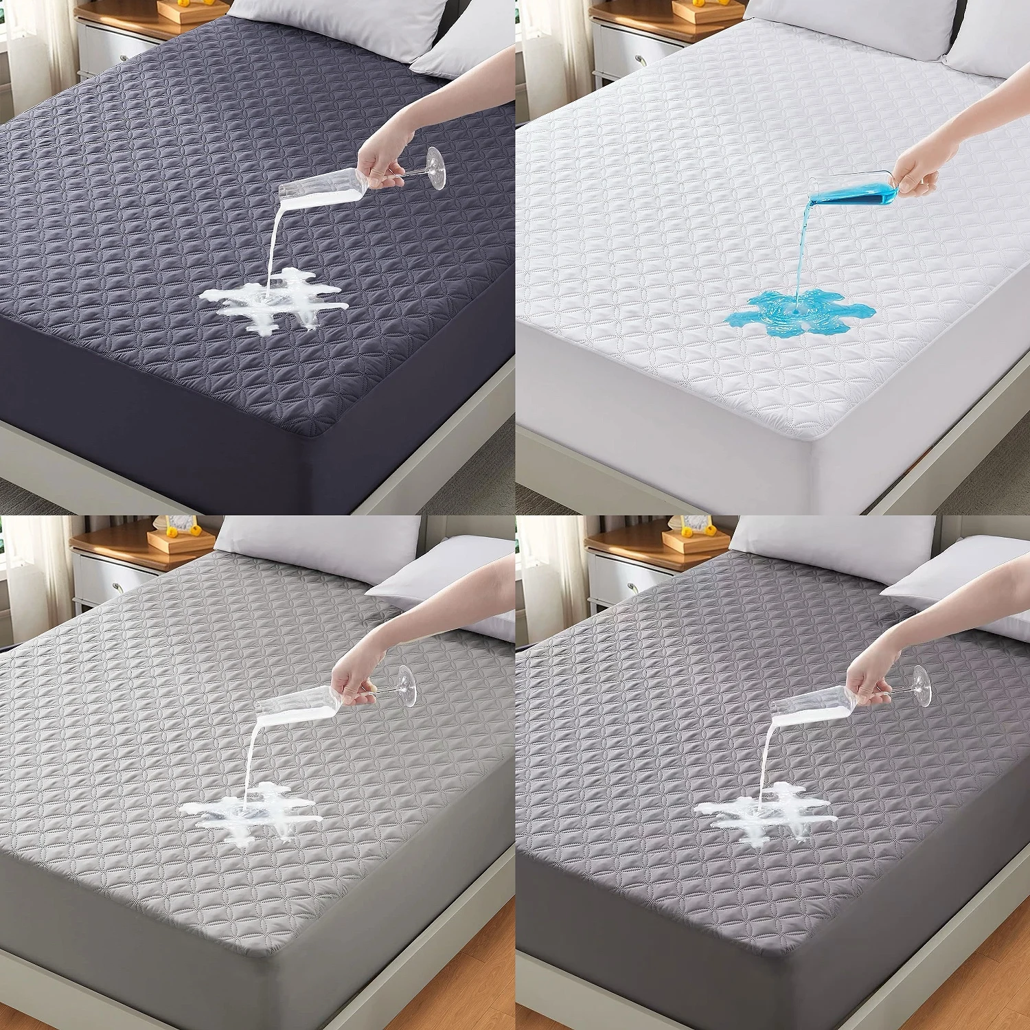 Waterproof Mattress Protector, Noiseless Mattress Pad with Deep Pocket, Soft Breathable Dirt-Proof Bed Mattress Cover Washable