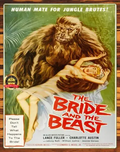 The Bride And The Beast - 1950s - Restored - Metal Sign 11 x 14